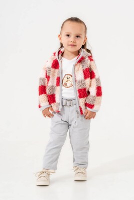 Toptan Kız Bebek 3'lü Kuzu Baskılı Body Ceket ve Pantolon Takım 9-24M Eray Kids 1044-6324 - Eray Kids