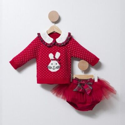 Toptan Kız Bebek 3'lü Sweat ve Etek Takım 6-18M Cumino 1014-CMN3370 - Cumino