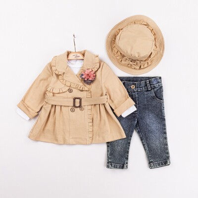Toptan Kız Bebek 4'lü Ceket, Tişört, Şapka ve Pantolon Takım 9-24M Miss Lore 1055-5618 - 4