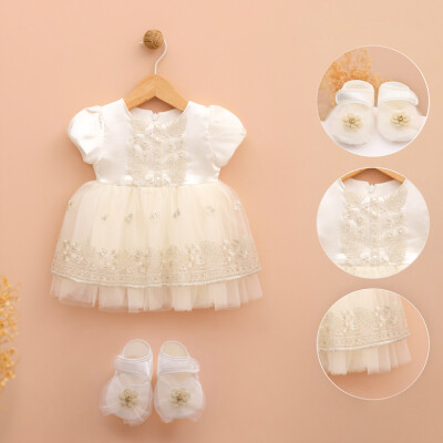 Toptan Kız Bebek Ayakkabılı Elbise 3-9M Lilax 1049-6266 - 1