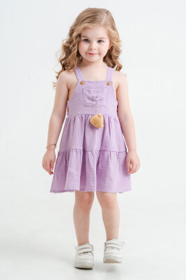 Toptan Kız Bebek Ayıcık Aksesuarlı Elbise 6-18M Tuffy 1099-1208 Lila