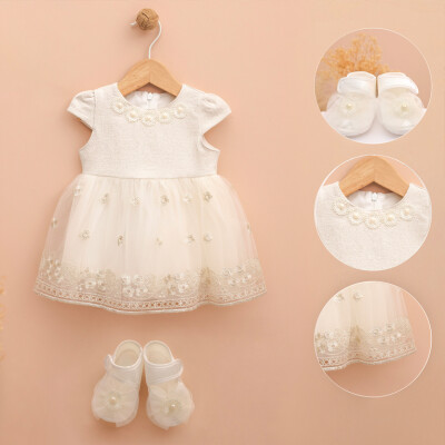Toptan Kız Bebek Ayyakapılı Elbise 3-9M Lilax 1049-6268 - Lilax