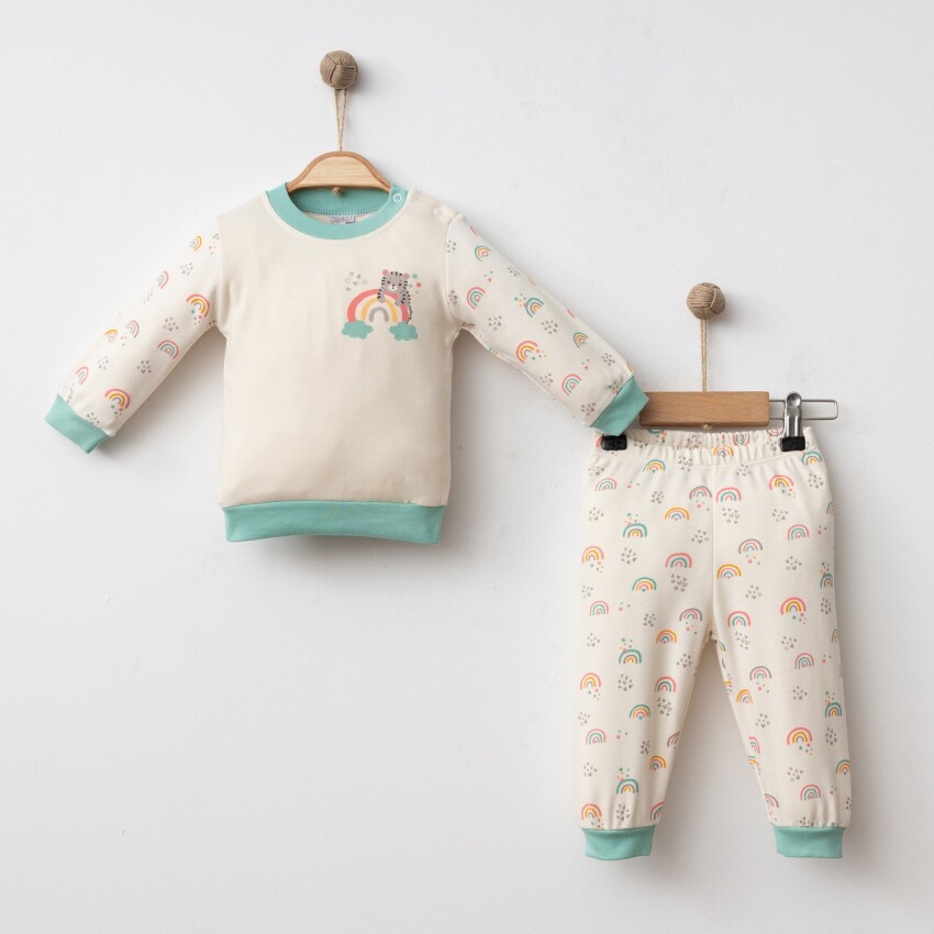 Toptan Kız Bebek Badi ve Pantolon Takımı 6-18M Gümüş Baby 2043-00206 - 1