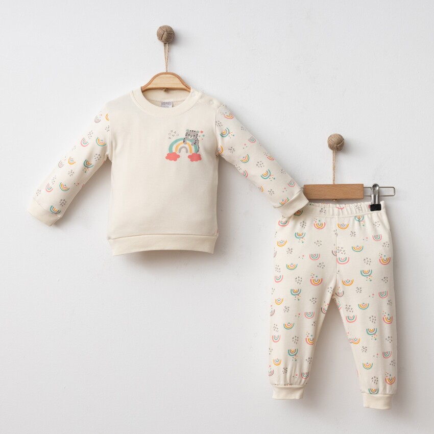 Toptan Kız Bebek Badi ve Pantolon Takımı 6-18M Gümüş Baby 2043-00206 - 4