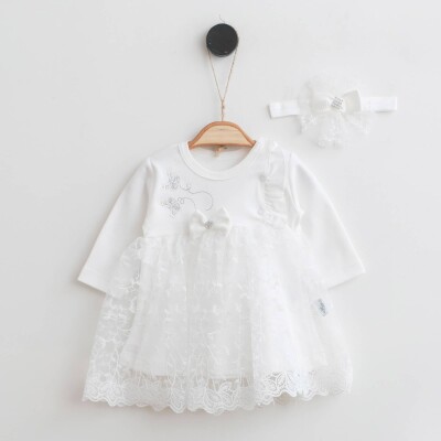Toptan Kız Bebek Bandanalı Elbise 0-12M Miniborn 2019-2163 - Miniborn (1)