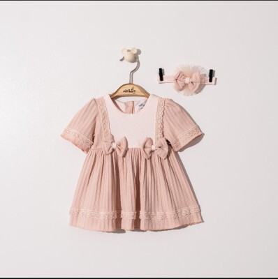 Toptan Kız Bebek Bandanalı Elbise 0-12M Miniborn 2019-3485 - Miniborn