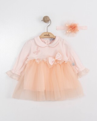 Toptan Kız Bebek Bandanalı Elbisesi 0-12M Miniborn 2019-3284 - Miniborn