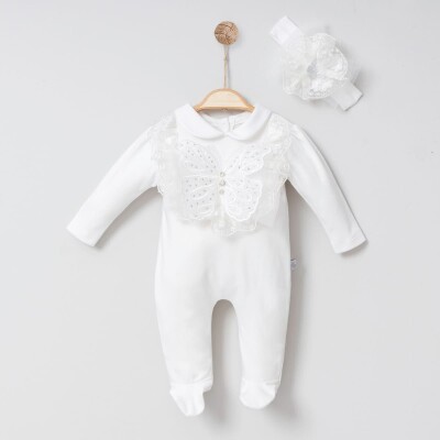Toptan Kız Bebek Bandanalı Tulum 0-6M Miniborn 2019-6096 - Miniborn (1)
