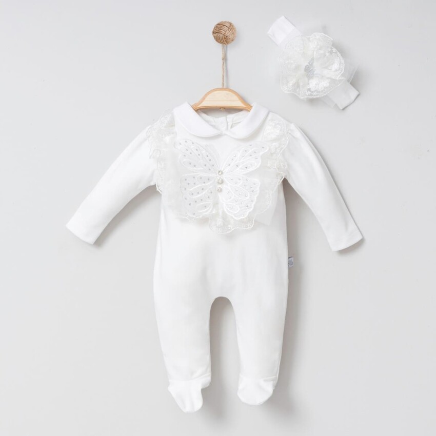 Toptan Kız Bebek Bandanalı Tulum 0-6M Miniborn 2019-6096 - 2