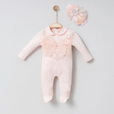 Toptan Kız Bebek Bandanalı Tulum 0-6M Miniborn 2019-6096 - Miniborn