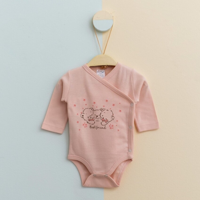 Toptan Kız Bebek Body 0-3M Gümüş Baby 2043-0060 - 3