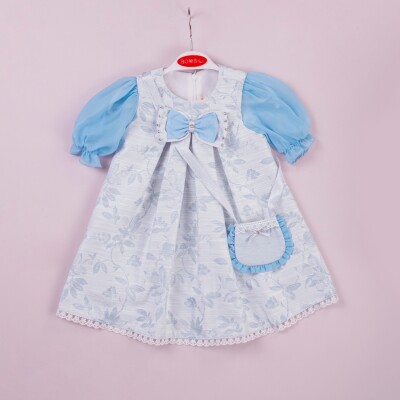 Toptan Kız Bebek Çantalı Elbise 9-24M Minibombili 1005-6300 Mavi