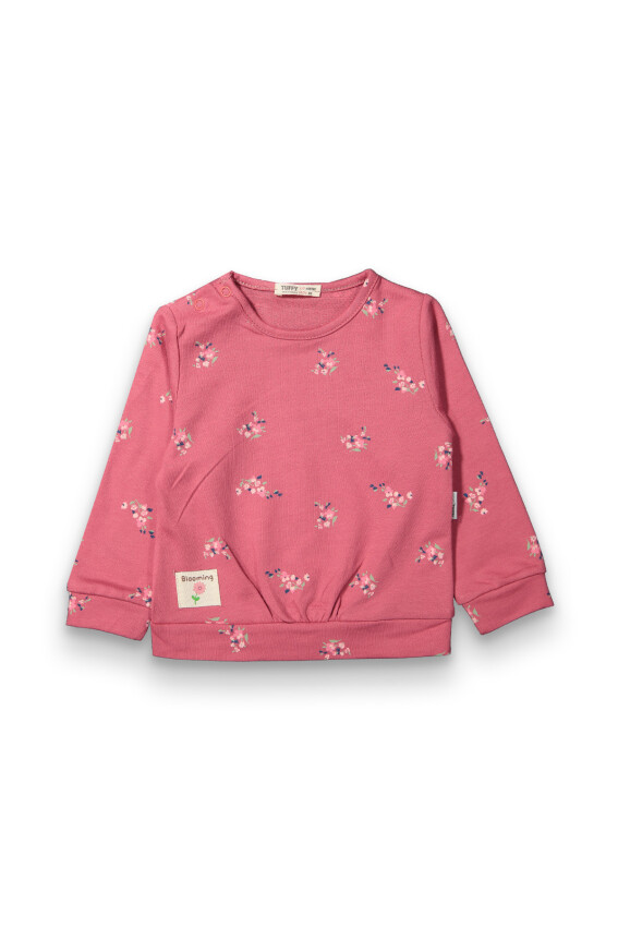 Toptan Kız Bebek Çiçek Desenli Sweatshirt 6-18M Tuffy 1099-0425 - 1