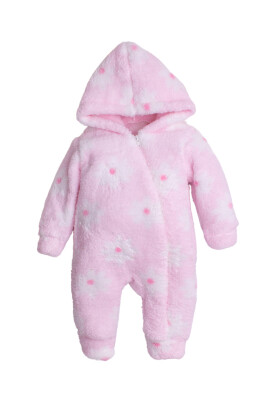 Toptan Kız Bebek Çiçek Desenli Welsoft Tulum 3-12M Kidexs 1026-40133 Açık Pembe