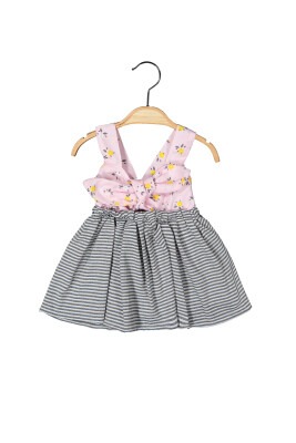 Toptan Kız Bebek Çizgili Elbise 6-18M Boncuk Bebe 1006-6091 - 5