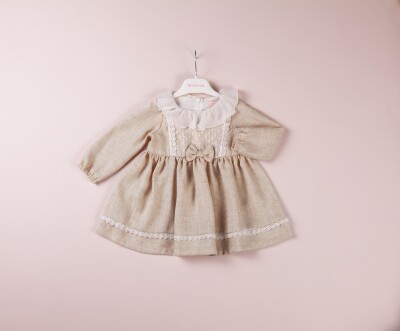 Toptan Kız Bebek Dantalli Elbise 6-18M BabyRose 1002-4108 Bej