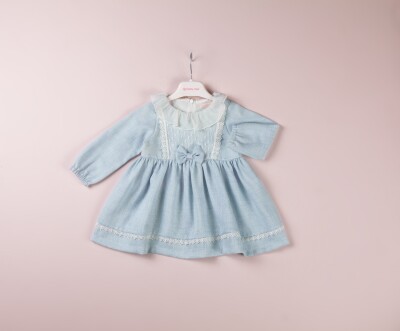 Toptan Kız Bebek Dantalli Elbise 6-18M BabyRose 1002-4108 Mavi