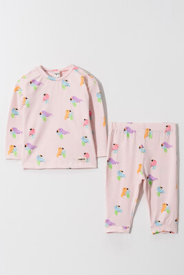 Toptan Kız Bebek Desenli Pijama Takımı 6-18M Tuffy 1099-1003 Açık Lila