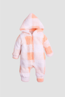 Toptan Kız Bebek Ekoseli Welsoft Tulum 3-12M Kidexs 1026-40131 Somon