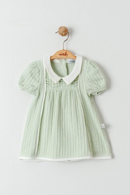 Toptan Kız Bebek Elbise 0-12M Miniborn 2019-3433 Yeşil