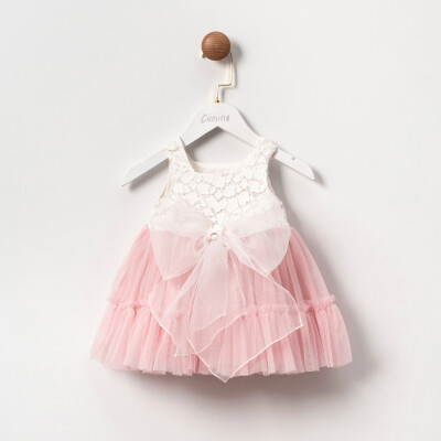 Toptan Kız Bebek Elbise 2-5Y Cumino 1014-CMN3502 Pembe