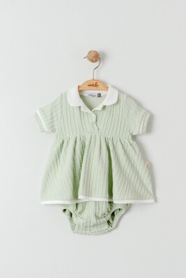 Toptan Kız Bebek Elbise 3-18M Miniborn 2019-3434 Yeşil