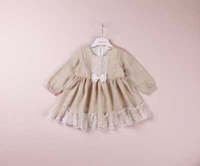 Toptan Kız Bebek Elbise 6-18M BabyRose 1002-4109 Bej