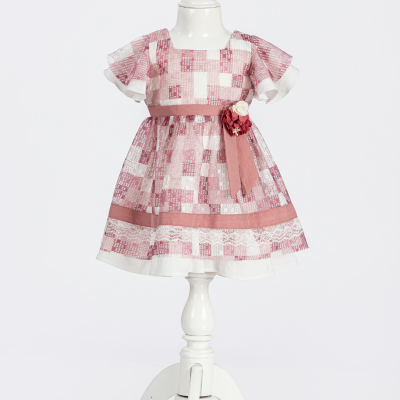 Toptan Kız Bebek Elbise 6-18M Pafim 2041-Y22-2382 Gül Kurusu