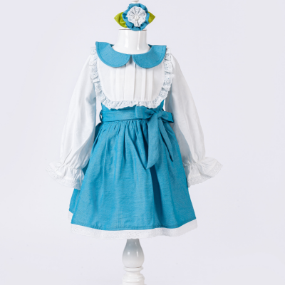Toptan Kız Bebek Elbise 6-18M Pafim 2041-Y23-3311 Turkuaz