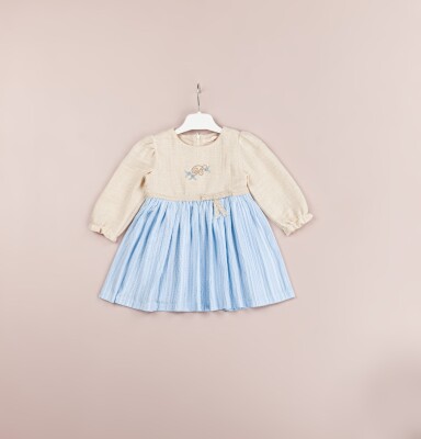Toptan Kız Bebek Elbise 9-24M BabyRose 1002-4473 Açık Mavi