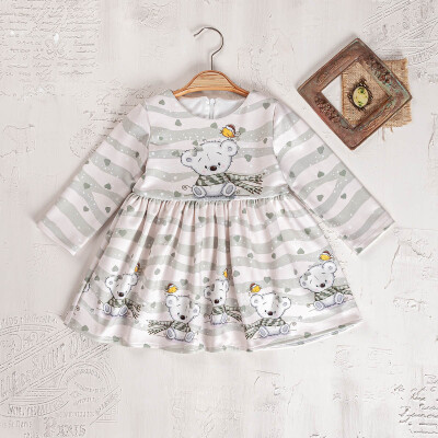 Toptan Kız Bebek Elbise 9-24M Elayza 2023-2393 Yeşil
