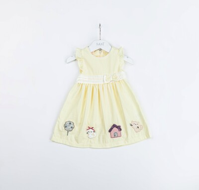 Toptan Kız Bebek Elbise 9-24M Sani 1068-9926 Sarı