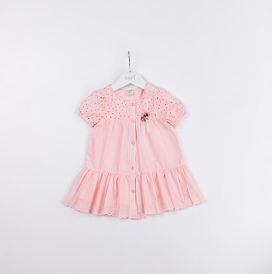Toptan Kız Bebek Elbise 9-24M Sani 1068-9935 Açık Pembe