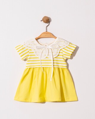 Toptan Kız Bebek Elbise 9-24M Tofigo 2013-9151 Sarı