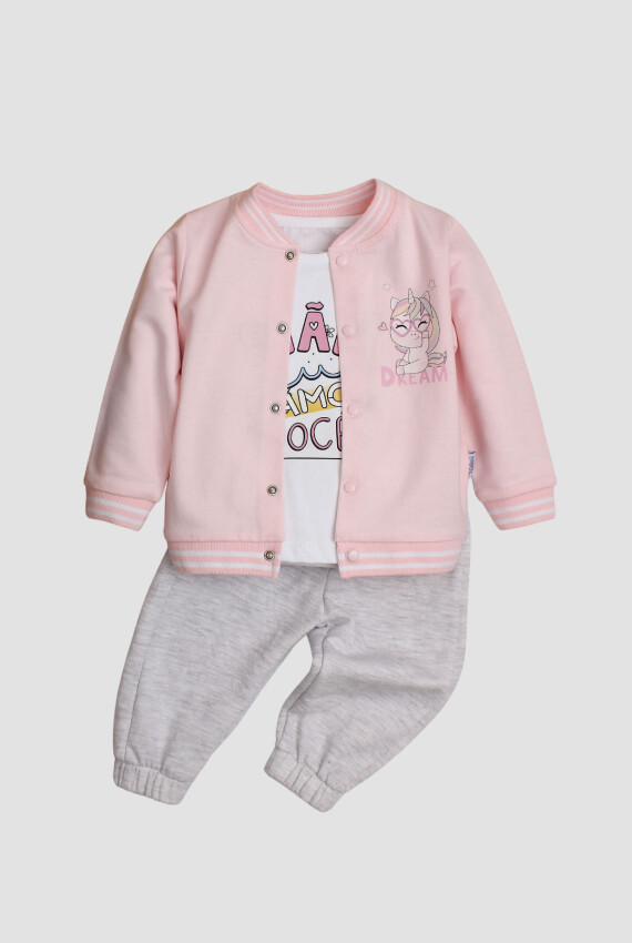 Toptan Kız Bebek ı 3'lü Takım 9-24M Kidexs 1026-90164 - 1