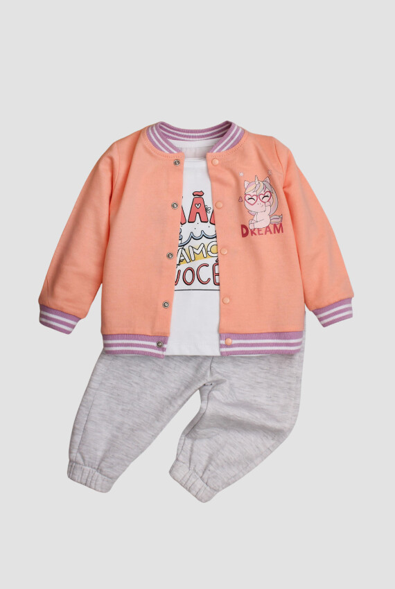 Toptan Kız Bebek ı 3'lü Takım 9-24M Kidexs 1026-90164 - 2