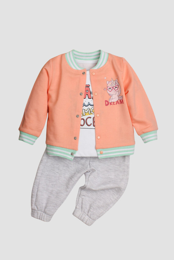 Toptan Kız Bebek ı 3'lü Takım 9-24M Kidexs 1026-90164 - 3