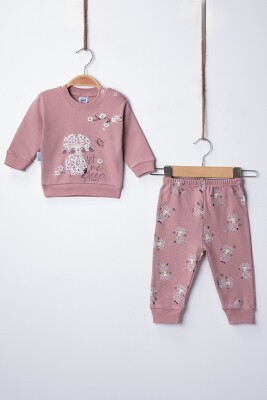 Toptan Kız Bebek Kuzu Baskılı Pijama Takımı 3-9M Hoppidik 2017-2392 - 3