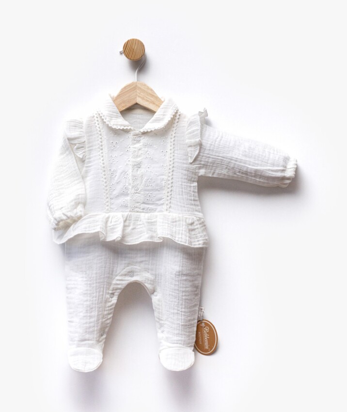 Toptan Kız Bebek Muslin Tulum 0-6M Bebbemini 2065-BM-2298 - 2