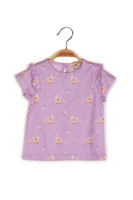 Toptan Kız Bebek Ördek Baskılı Kısa Kollu T-shirt 3-24M Zeyland 1070-231Z2KDU52 - 1