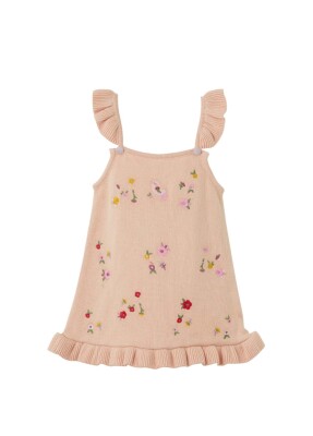 Toptan Kız Bebek Organik Pamuk Çiçek Nakışlı Elbise 6-36M Patique 1061-21165 - 2
