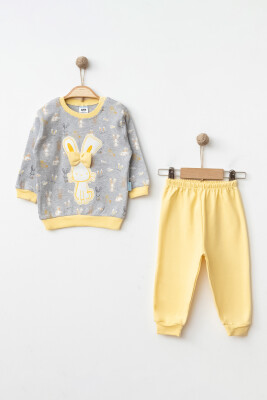 Toptan Kız Bebek Pijama Takımı 9-18M Hoppidik 2017-2202 Sarı