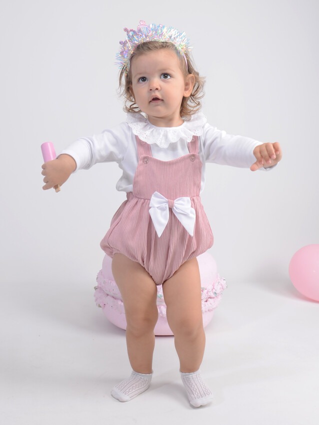 Toptan Kız Bebek Şonil Fisto Yakalı Tulum Serkon 6-18M Baby&Kids 1084-M0337 - 2