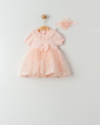 Toptan Kız Bebek Taçlı Elbise 0-12M Miniborn 2019-3423 - Miniborn