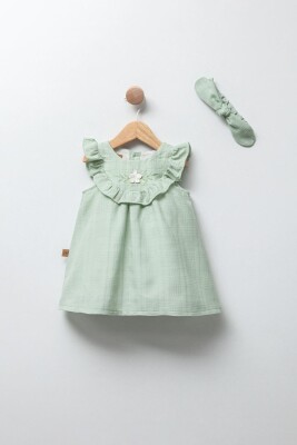 Toptan Kız Bebek Taçlı Elbise 3-12M Babyline 2015-24112 Yeşil