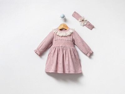 Toptan Kız Bebek Taçlı Elbise 3-12M Bubbles 2040-3017 Lila