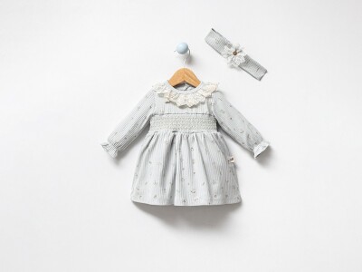 Toptan Kız Bebek Taçlı Elbise 3-12M Bubbles 2040-3017 Mint yeşili