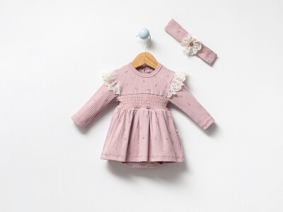 Toptan Kız Bebek Taçlı Elbise 3-12M Bubbles 2040-3018 Lila