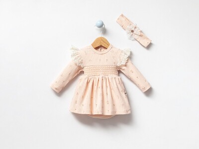 Toptan Kız Bebek Taçlı Elbise 3-12M Bubbles 2040-3018 Somon