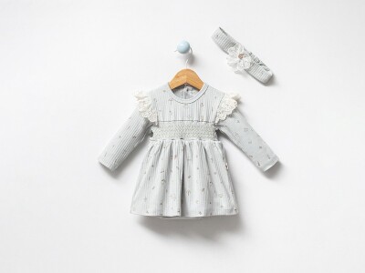 Toptan Kız Bebek Taçlı Elbise 3-12M Bubbles 2040-3018 Mint yeşili